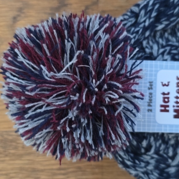 CAPELLI OF NEW YORK BRAND BOYS BLUE & GRAY WINTER HAT & MITTENS 2T-4T - Picture 2 of 12